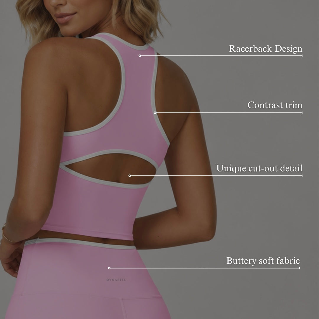 Contour Longline Sports Bra - Pink Bubble Gum DYNASTIE CLOTHING
