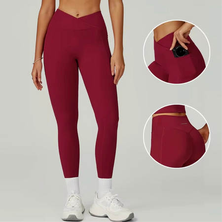 Cross-Waist legging Rouge Velvet DYNASTIE CLOTHING