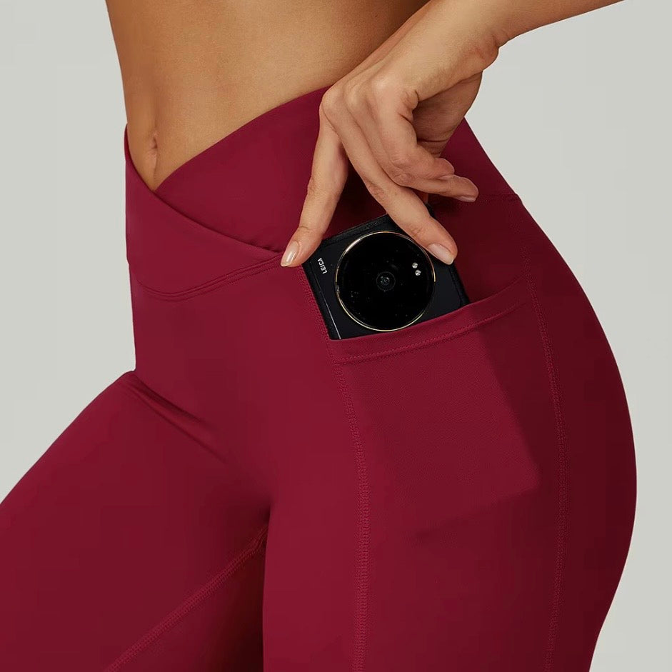 Cross-Waist legging Rouge Velvet DYNASTIE CLOTHING