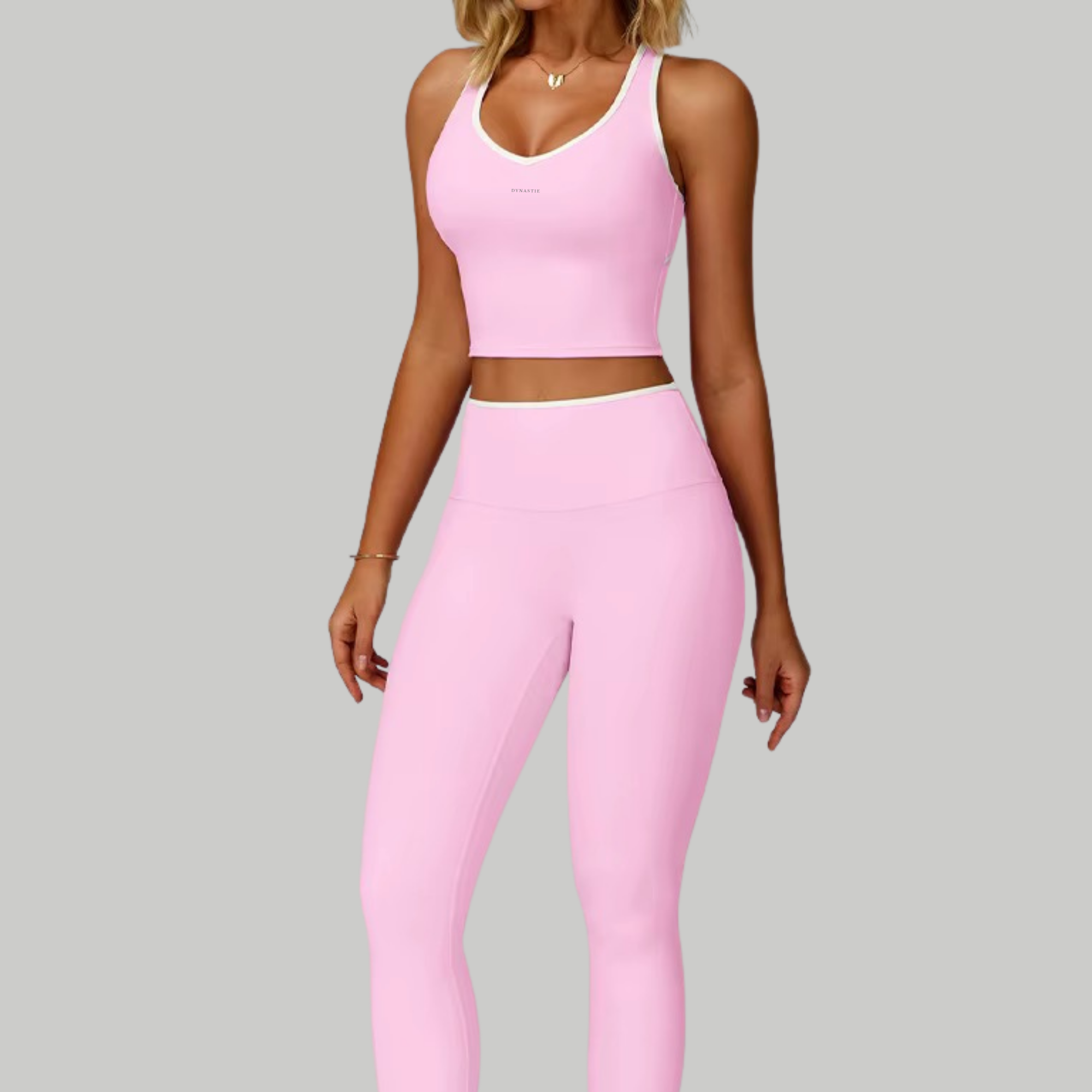 Contour High-Waist Legging - Pink Bubble Gum DYNASTIE CLOTHING